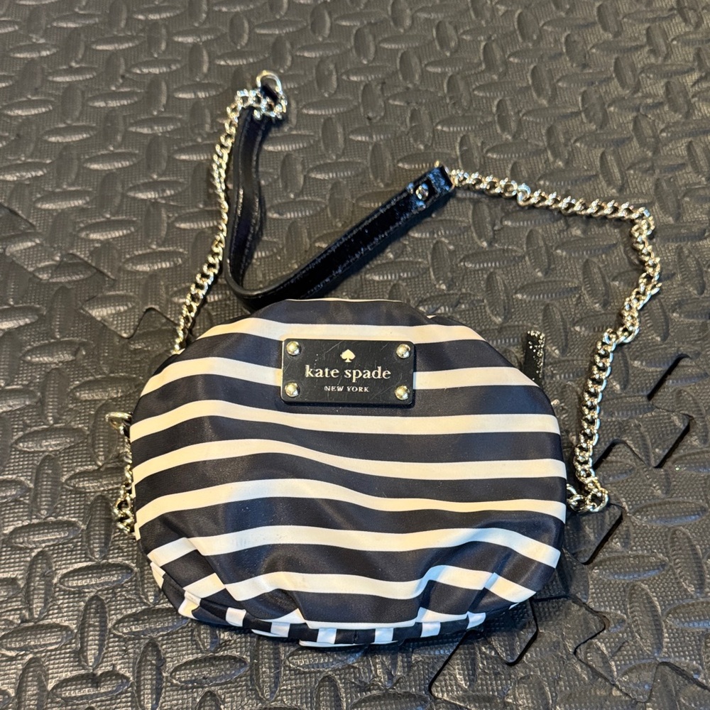 Kate Spade Striped Black and Cream Crossbody Bag